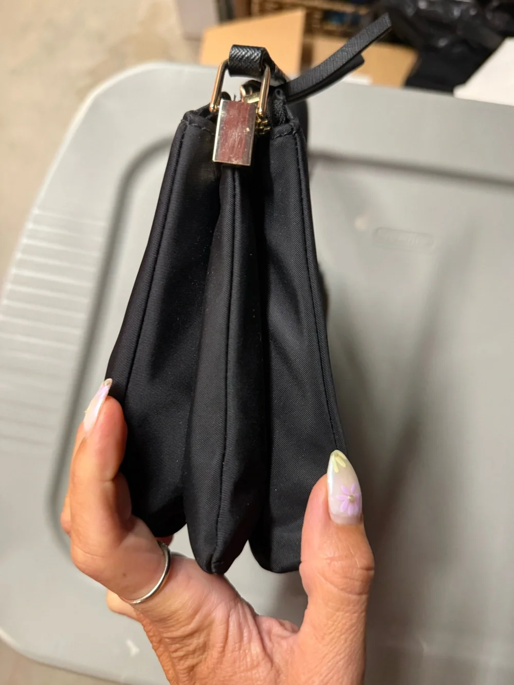 ♠️ kate spade black nylon crossbody with gold-tone plaque ♠️